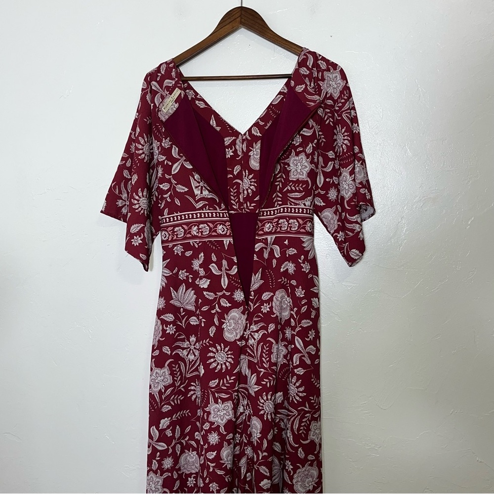 eShakti Wayward Fancies Burgundy Crepe Dress V-Neck Boho Dolman Sleeve Sz 8 - Picture 11 of 11